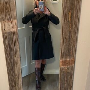 J. Crew Charcoal Grey knee length winter Trench Coat.